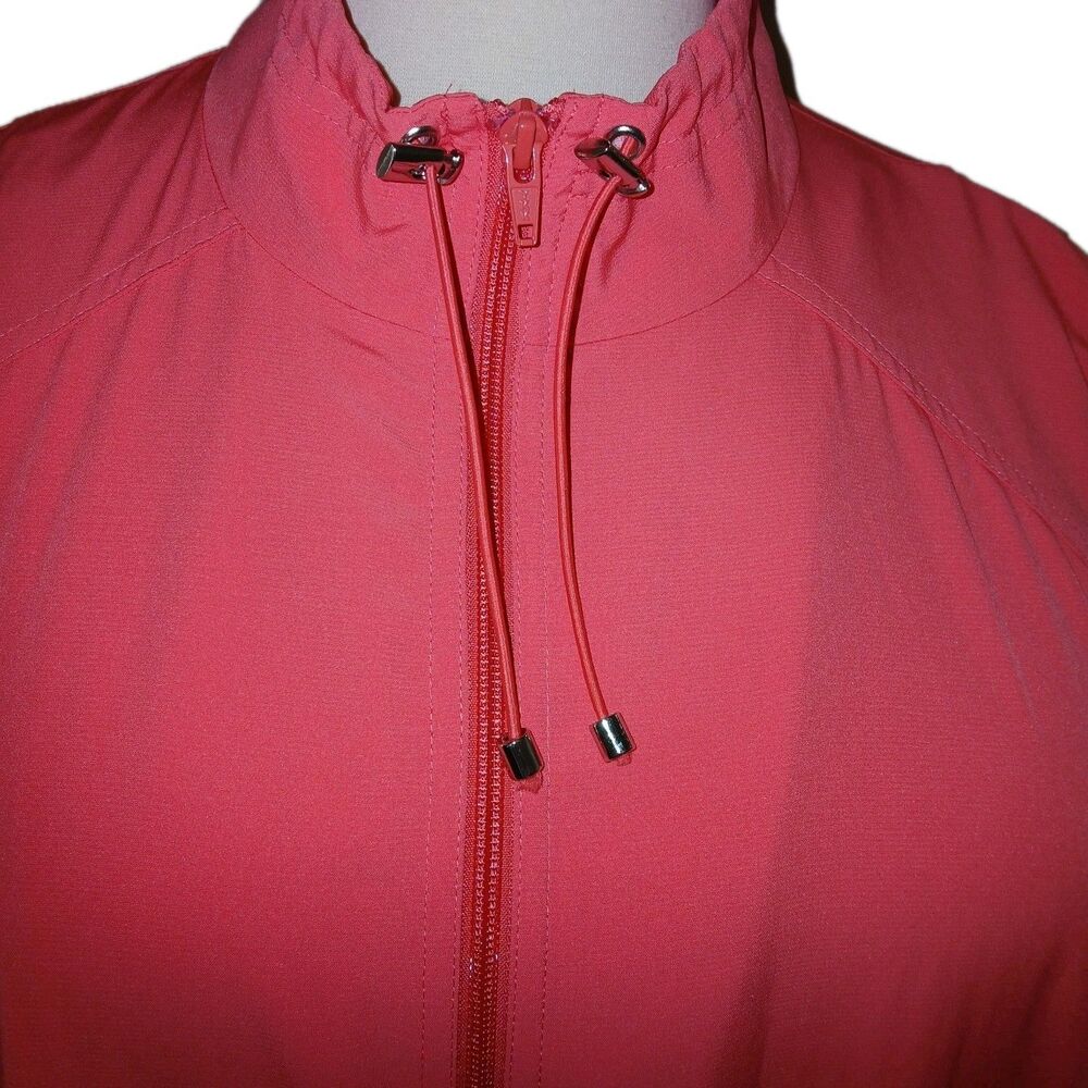CJ BANKS Womens 3X Polyester Windbreaker Full Zipper 3/4 Sleeve Coral Jacket - Picture 5 of 13